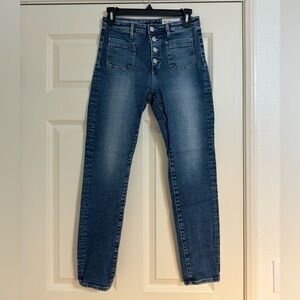 AG x Anthropologie Vintage Stevie Ankle Button Up Straight Ankle Jean size 27R